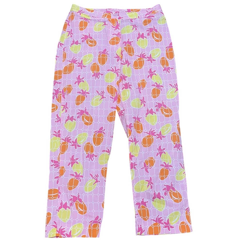 VTG Lilly Pulitzer Women's 4 Pink Pineapple Print Straight Leg Cropped Pants